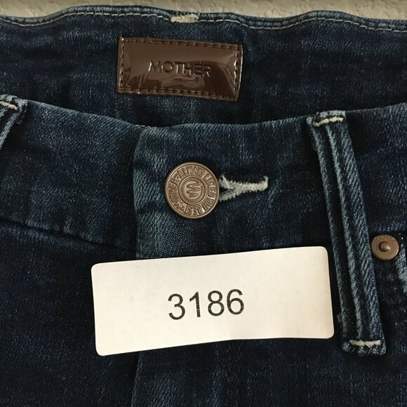 Mother Jean Womens 27 Skinny The Looker Ankle Fray Invitation Only Dark Blue - Picture 15 of 15